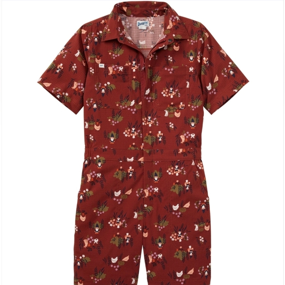 Duluth Trading Co. Womens Heirloon Gardening 7" Short Coveralls XS Gnome NWT
